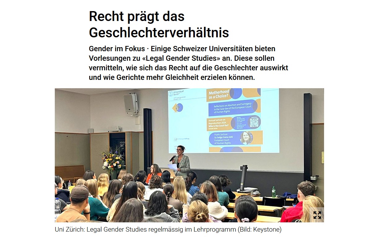 Screenshot Artikel "Recht prägt das Geschlechterverhältnis"